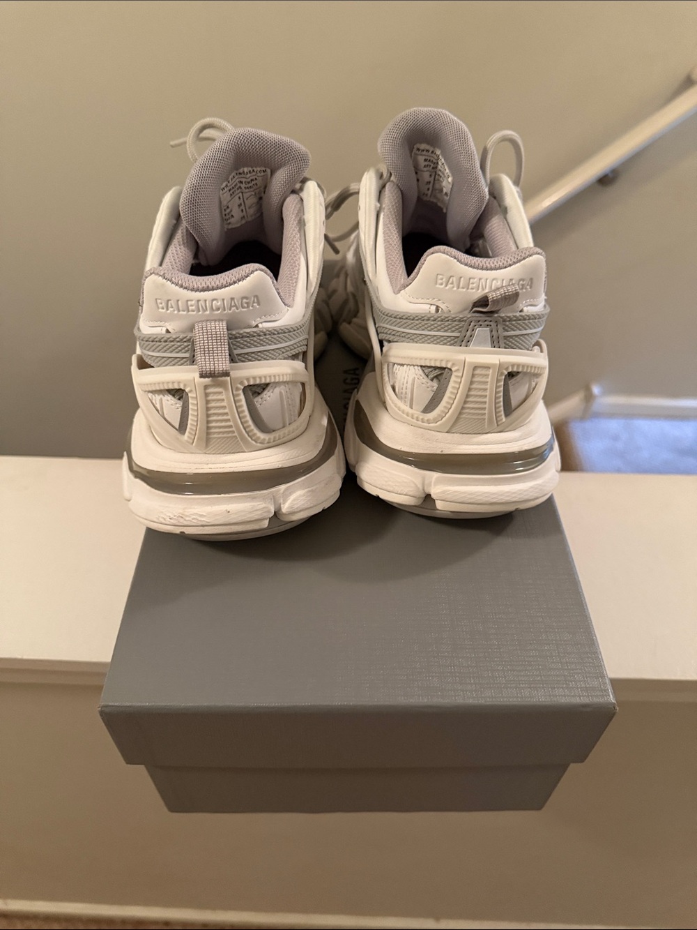 Balenciaga White & Light Gray Layered Track Sneakers.  Only worn a couple times - Picture 4 of 4